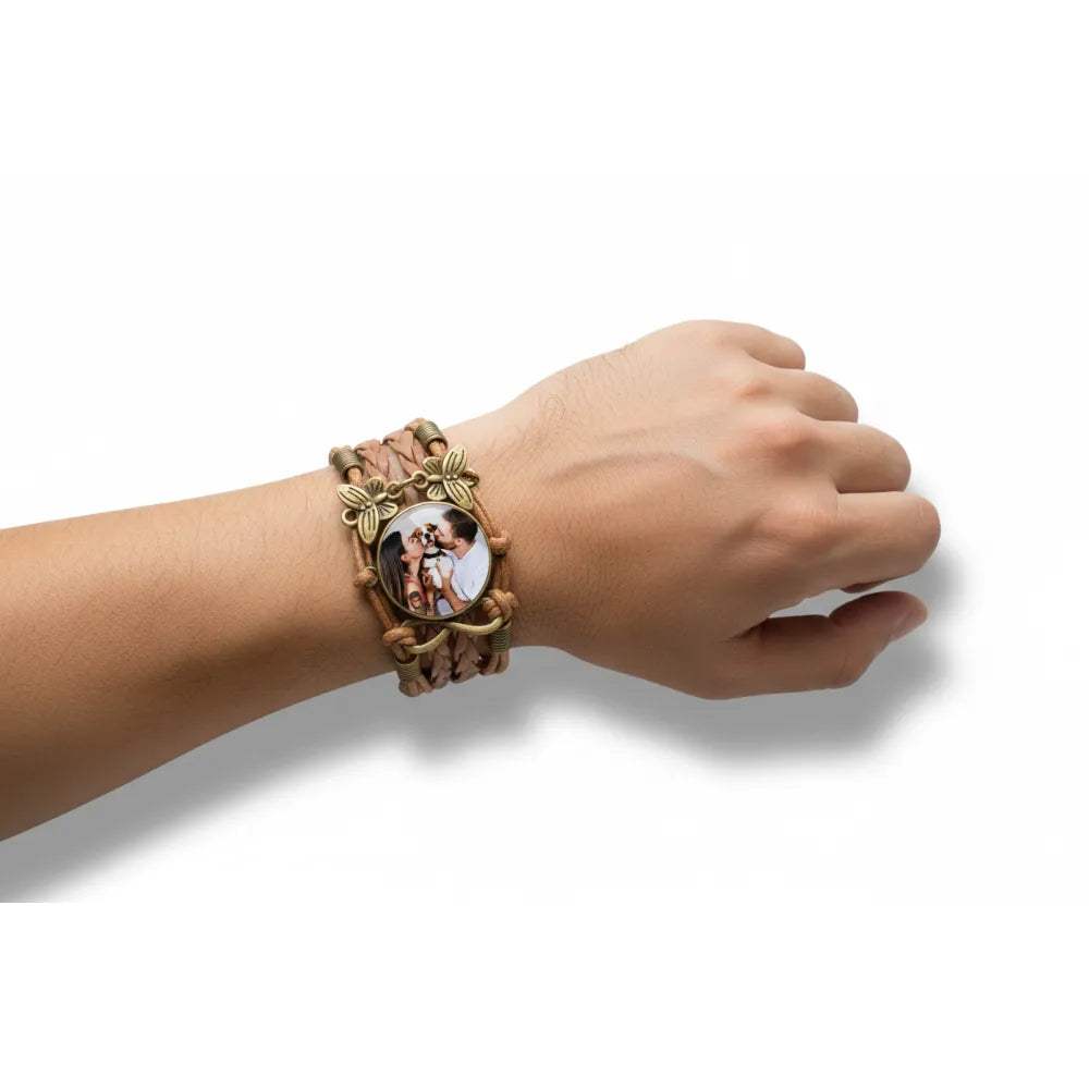 Personligt läderarmband med foto | Alla Hjärtans Dag