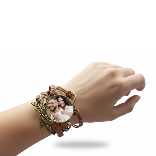 Personligt läderarmband med foto | Alla Hjärtans Dag