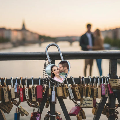 Personligt Kärlekslås med Foto | Hjärtformat