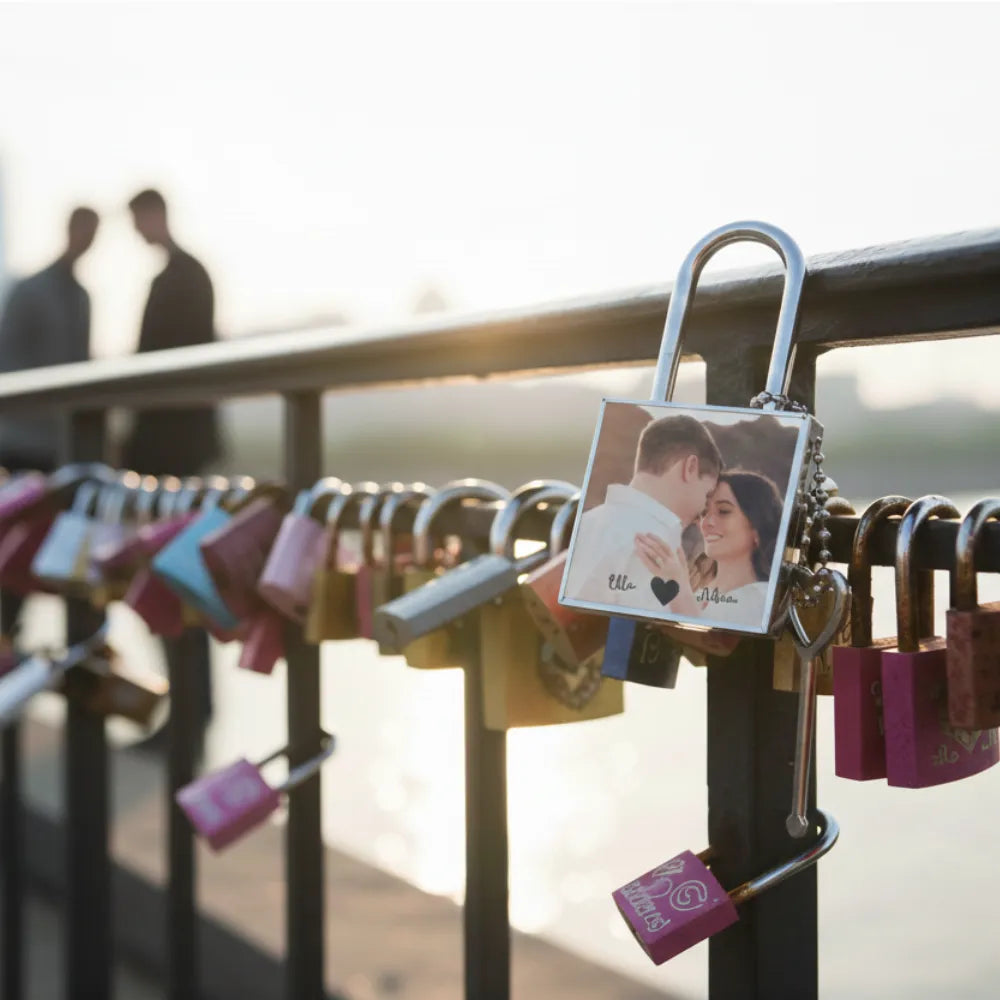 Personligt Kärlekslås | Foto & Datum Kvadratisk Design