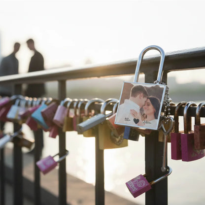 Personligt Kärlekslås | Foto & Datum Kvadratisk Design