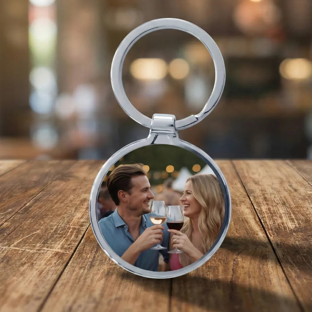 Personlig Nyckelring Rund med Foto