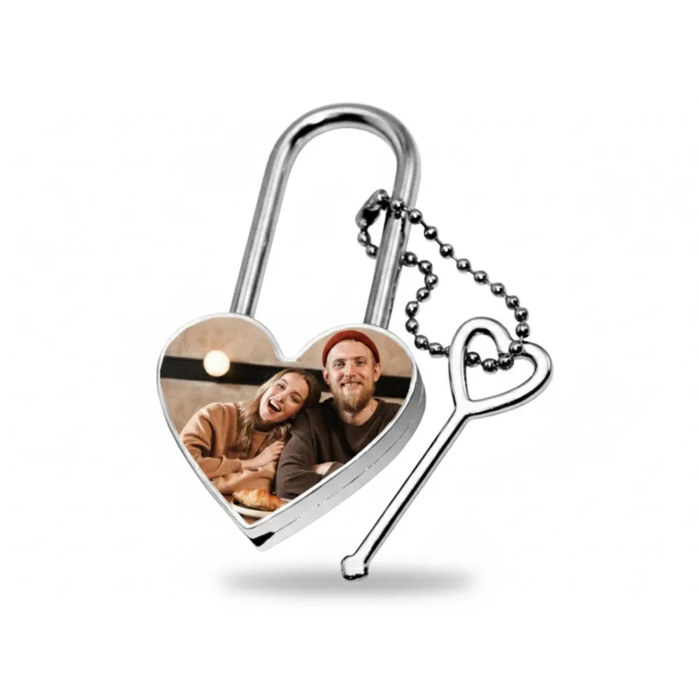 Personligt Kärlekslås med Foto | Hjärtformat